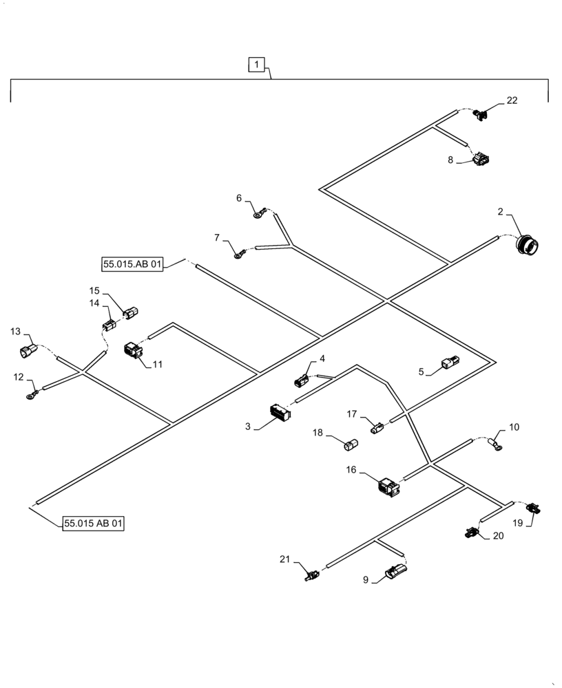 Схема запчастей Case IH TITAN 3540 - (55.015.AB[02]) - ENGINE WIRE HARNESS (55) - ELECTRICAL SYSTEMS