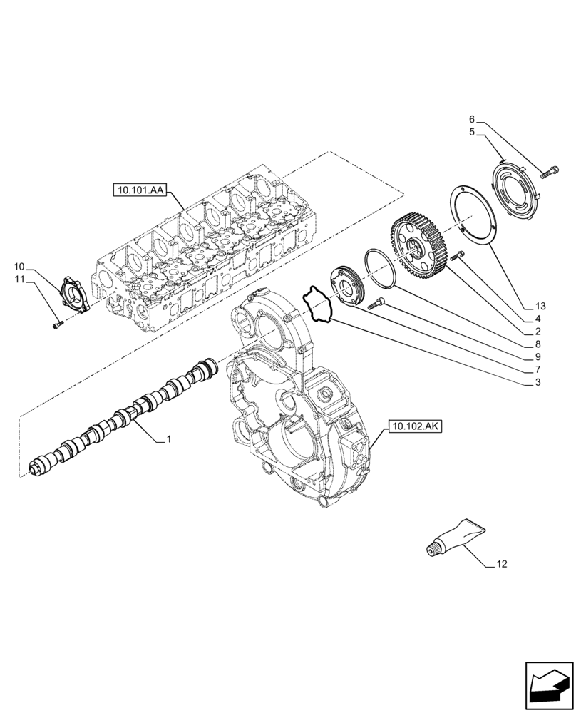 Схема запчастей Case IH F2CFP614A H001 - (10.106.AA) - CAMSHAFT, TIMING CONTROL (10) - ENGINE