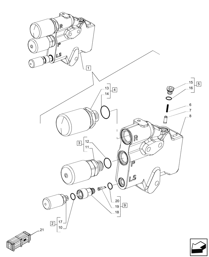 Схема запчастей Case IH PUMA 220 - (35.204.AX[02]) - VAR - 391165, 758059, 758060, 758061 - POWER BEYOND VALVE, COMPONENTS (35) - HYDRAULIC SYSTEMS