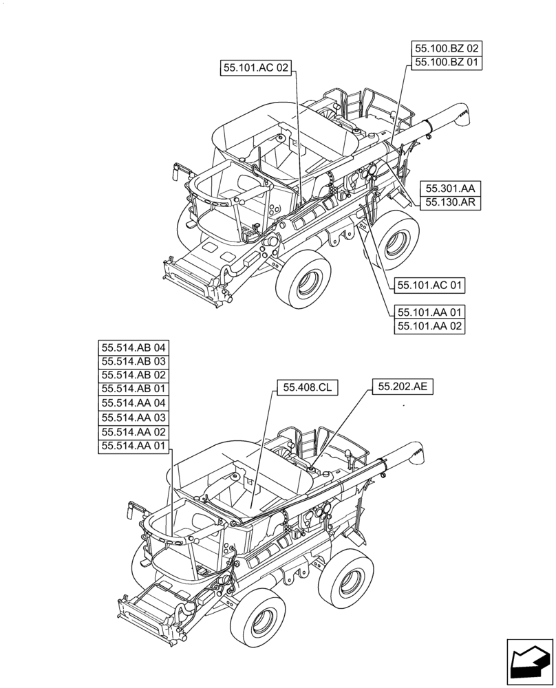 Схема запчастей Case IH AF4088 - (00.000.55[01]) - PICTORIAL INDEX - ELECTRICAL SYSTEMS (00) - GENERAL & PICTORIAL INDEX