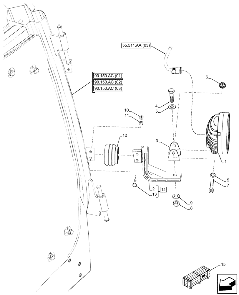 Схема запчастей Case IH PUMA 165 CVT - (55.404.BS[06]) - VAR - 758967 - LED WORK LAMP, SIDE LAMP ASSY (55) - ELECTRICAL SYSTEMS