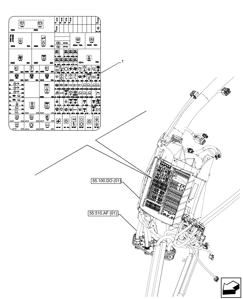 Схема запчастей Case IH PUMA 185 - (90.108.AC[10]) - FUSE BOX, RELAY, DECALS (90) - PLATFORM, CAB, BODYWORK AND DECALS