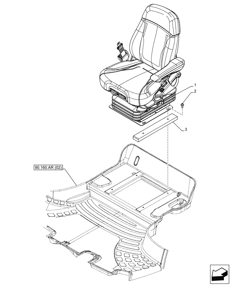 Схема запчастей Case IH PUMA 220 - (90.124.AE[01]) - VAR - 391357, 759264, 759266 - SEAT, AIR SUSPENSION, STANDARD COMFORT PACK EHR (90) - PLATFORM, CAB, BODYWORK AND DECALS