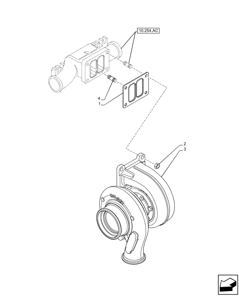 Схема запчастей Case IH F2CFP613A H004 - (10.250.AC) - TURBOCHARGER (10) - ENGINE