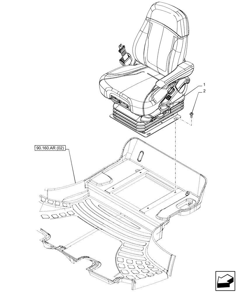 Схема запчастей Case IH PUMA 165 - (90.124.AE[01]) - VAR - 391357, 759264, 759266 - SEAT, AIR SUSPENSION, STANDARD COMFORT PACK EHR (90) - PLATFORM, CAB, BODYWORK AND DECALS