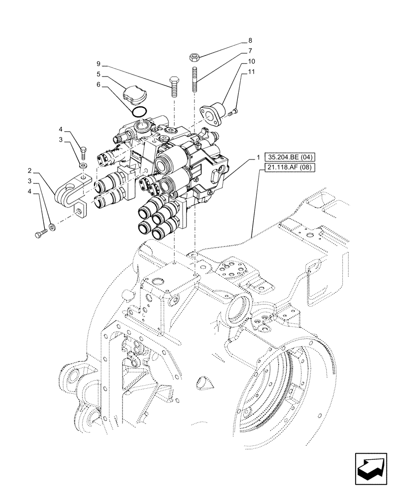 Схема запчастей Case IH PUMA 200 - (35.204.BE[03]) - VAR - 391164 - 3 REMOTE CONTROL VALVES (MHR W/PB) (35) - HYDRAULIC SYSTEMS