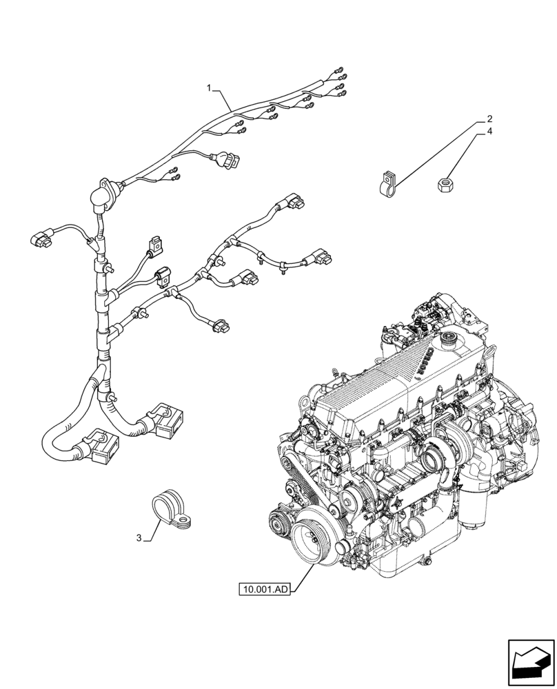 Схема запчастей Case IH F2CFP613A H004 - (55.010.AA) - ENGINE, CABLE (55) - ELECTRICAL SYSTEMS