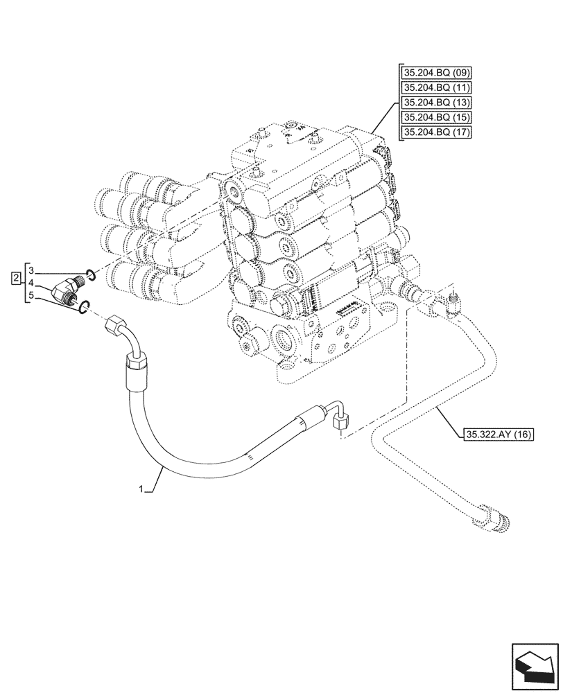 Схема запчастей Case IH PUMA 150 CVT - (35.204.BJ[06]) - VAR - 391165, 758059, 758060, 758061 - REMOTE CONTROL VALVE, LINE (35) - HYDRAULIC SYSTEMS