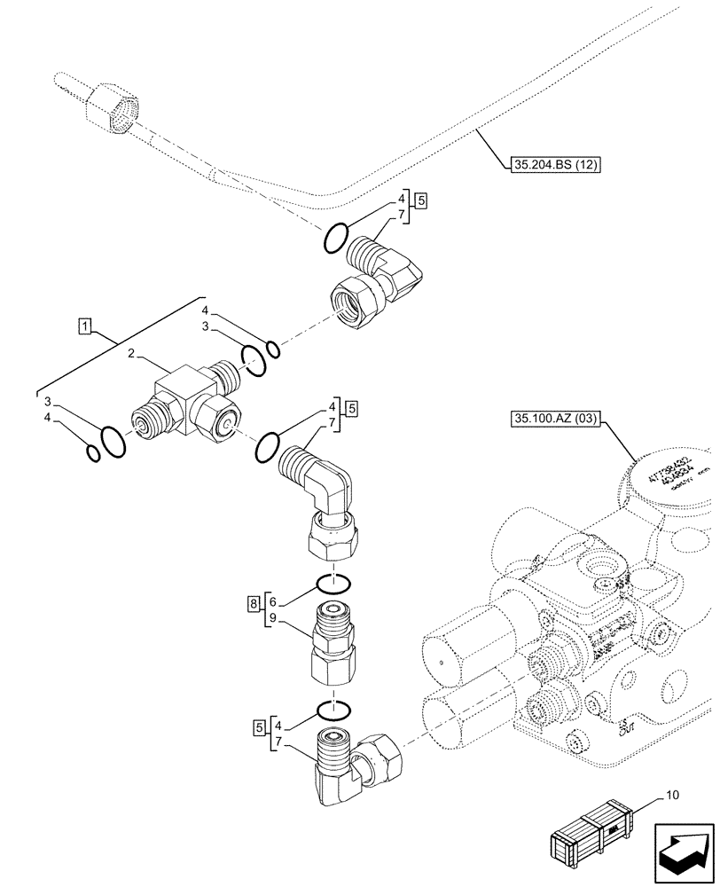 Схема запчастей Case IH PUMA 185 CVT - (35.204.BS[19]) - VAR - 391168, 758064, 758065, 758066 - 3 ELECTRONIC MID MOUNTED VALVES, LINE (35) - HYDRAULIC SYSTEMS