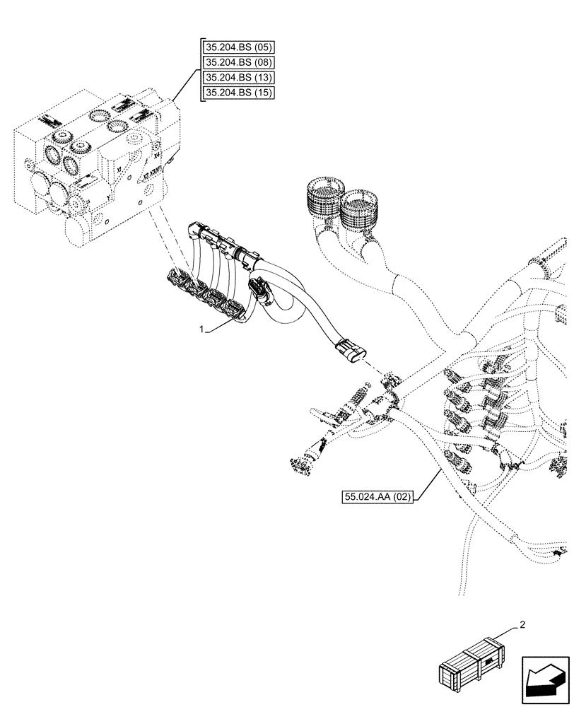 Схема запчастей Case IH PUMA 150 - (55.035.AF[01]) - VAR - 758065, 758066 - REMOTE CONTROL VALVE, HARNESS (55) - ELECTRICAL SYSTEMS