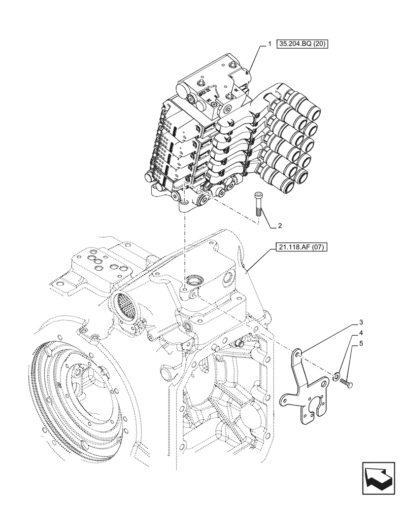 Схема запчастей Case IH PUMA 150 - (35.204.BQ[19]) - VAR - 758061 - 5 REMOTE CONTROL VALVES (EHR) (35) - HYDRAULIC SYSTEMS