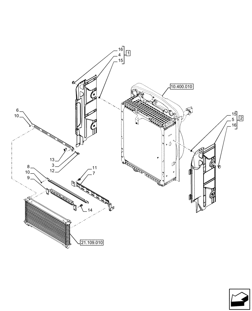 Схема запчастей Case IH FARMALL 120U - (10.400.040) - VAR - 330308, 390399, 758331 - RADIATOR FAN SHROUD, SUPPORT (10) - ENGINE