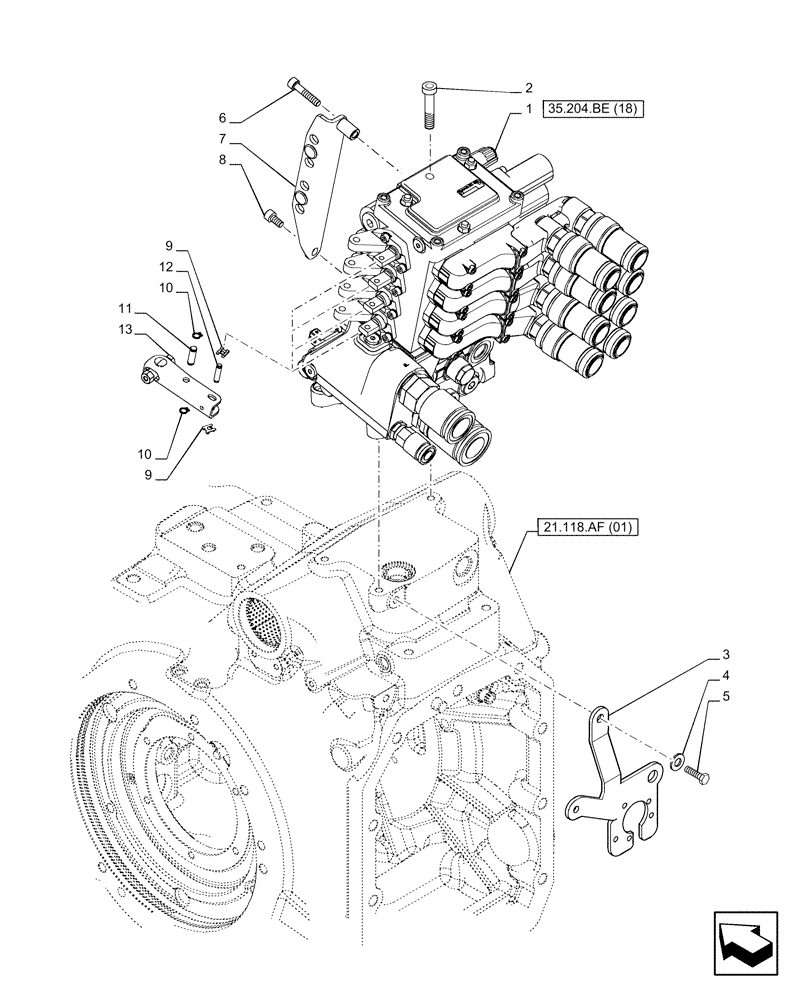 Схема запчастей Case IH PUMA 165 CVT - (35.204.BE[17]) - VAR - 758058 - 4 REMOTE CONTROL VALVES (MHR W/PB) (35) - HYDRAULIC SYSTEMS