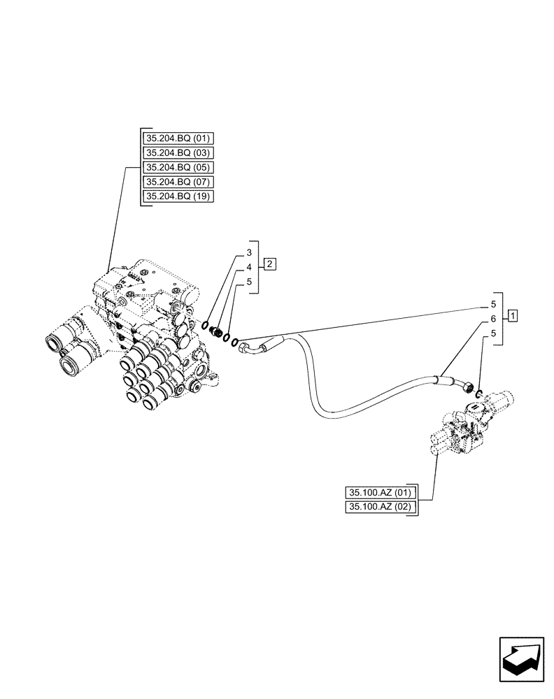 Схема запчастей Case IH PUMA 150 - (35.204.BJ[03]) - VAR - 391165, 758059, 758060, 758061 - REMOTE CONTROL VALVE, LINE (35) - HYDRAULIC SYSTEMS