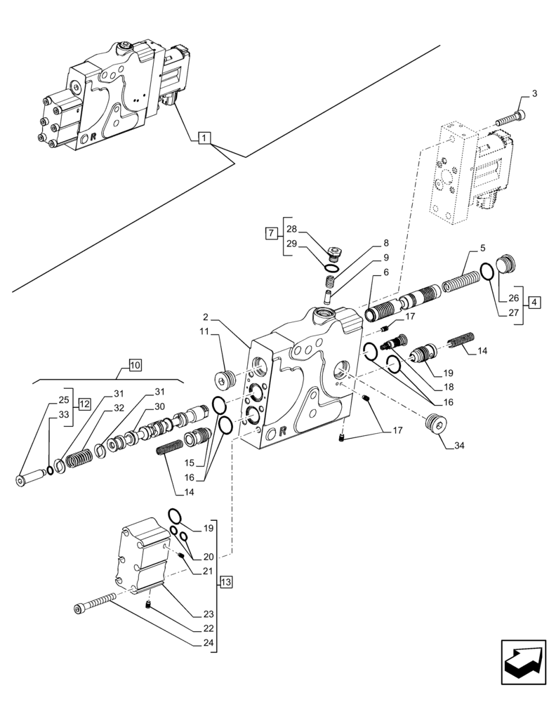 Схема запчастей Case IH PUMA 200 - (35.204.BE[16]) - VAR - 391165, 758059, 758060, 758061 - CONTROL VALVE SECTION, COMPONENTS (35) - HYDRAULIC SYSTEMS