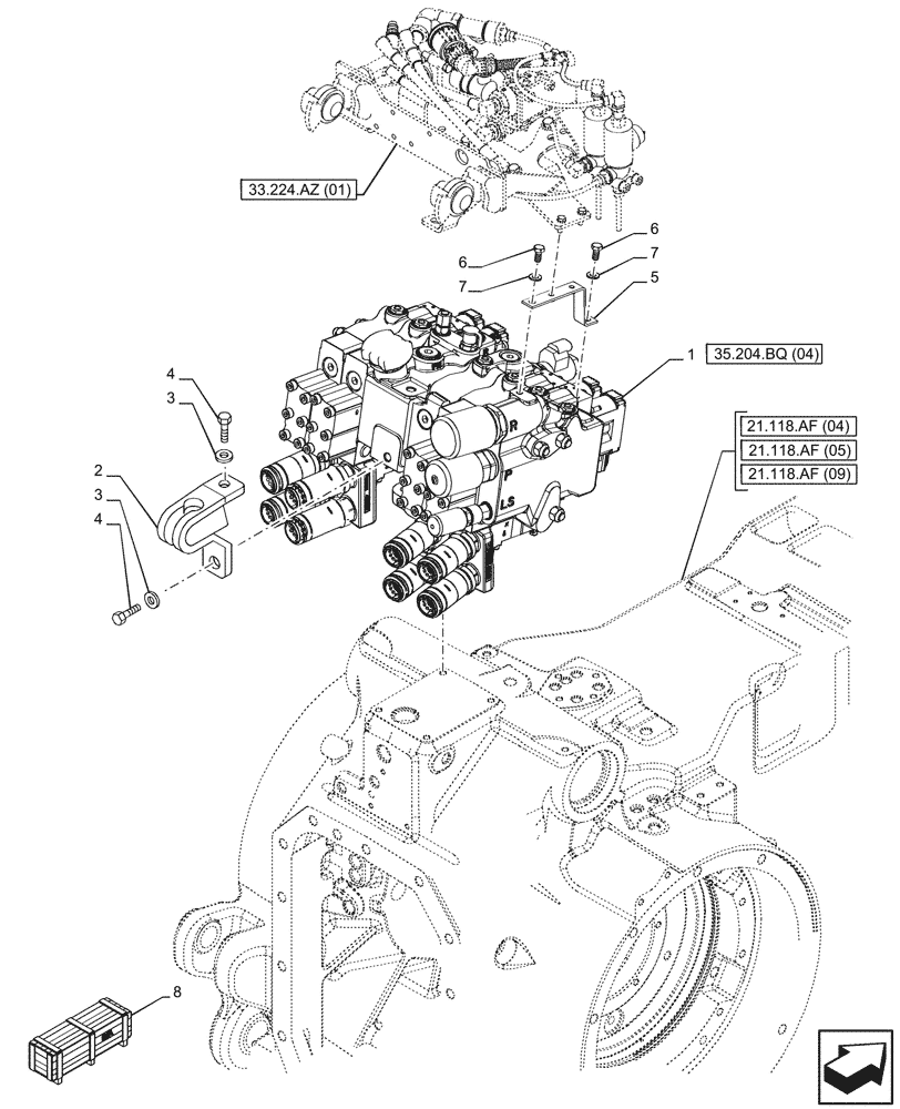 Схема запчастей Case IH PUMA 200 CVT - (35.204.BQ[03]) - VAR - 391165, 758059 - 3 REMOTE CONTROL VALVES (EHR W/PB) (35) - HYDRAULIC SYSTEMS