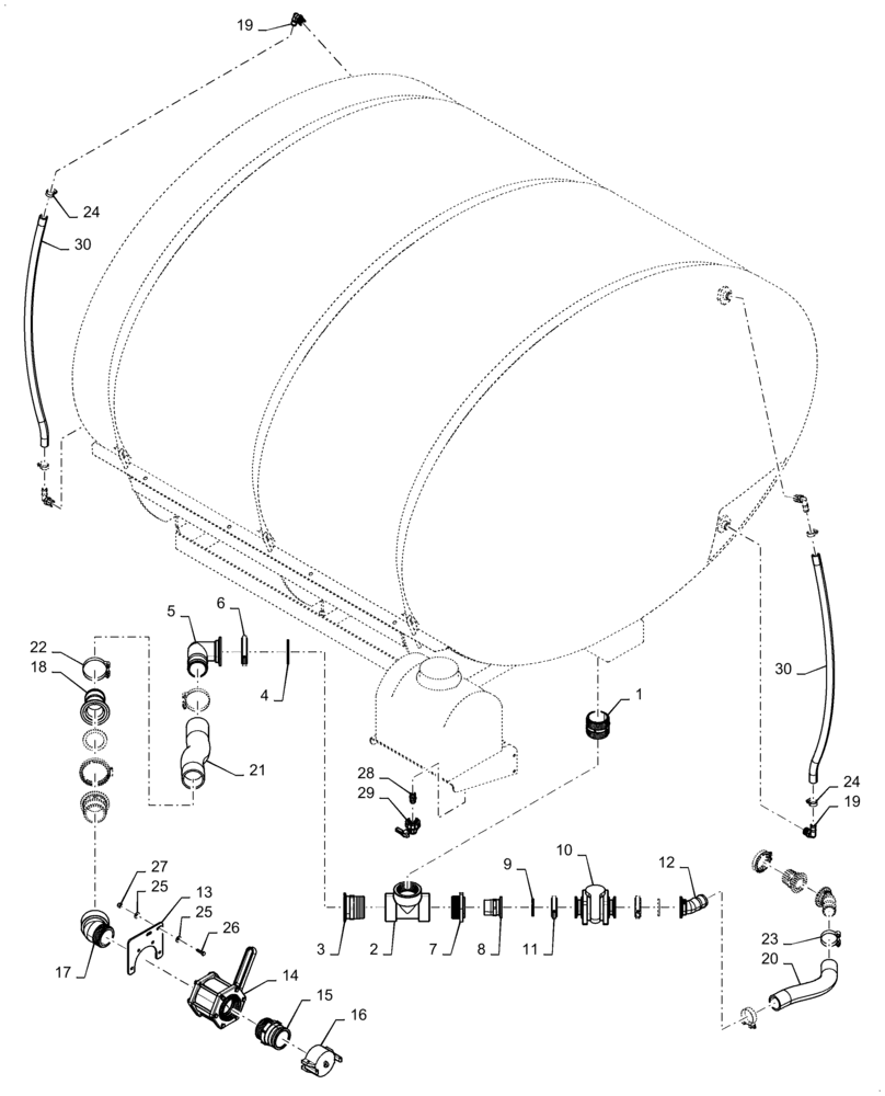 Схема запчастей Case IH NPX2800 - (63.100.AA[15]) - TANK INLET PIPE HYDRAULIC PUMP (63) - CHEMICAL APPLICATORS