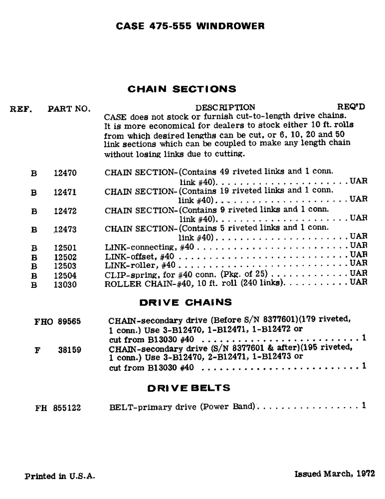 Схема запчастей Case IH 475 - (03) - CHAIN SECTIONS 