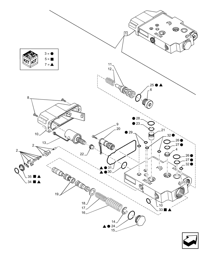 Схема запчастей Case IH PUMA 150 CVT - (35.204.BE[25]) - VAR - 391165, 758059, 758060, 758061 - CONTROL VALVE SECTION, COMPONENTS (35) - HYDRAULIC SYSTEMS