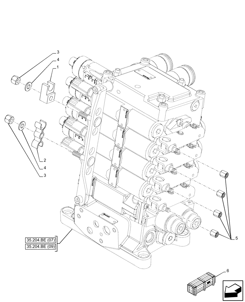 Схема запчастей Case IH PUMA 150 - (35.204.BE[33]) - VAR - 758058, 759366 - 4 REMOTE CONTROL VALVES, W/ MECHANICAL ENGAGEMENT, ATTACHMENT (35) - HYDRAULIC SYSTEMS