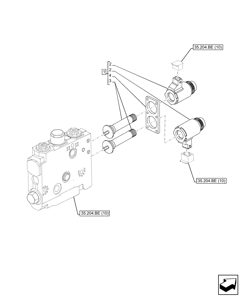 Схема запчастей Case IH PUMA 220 - (55.035.AJ[01]) - VAR - 758058 - CONTROL VALVE SECTION, SOLENOID (55) - ELECTRICAL SYSTEMS