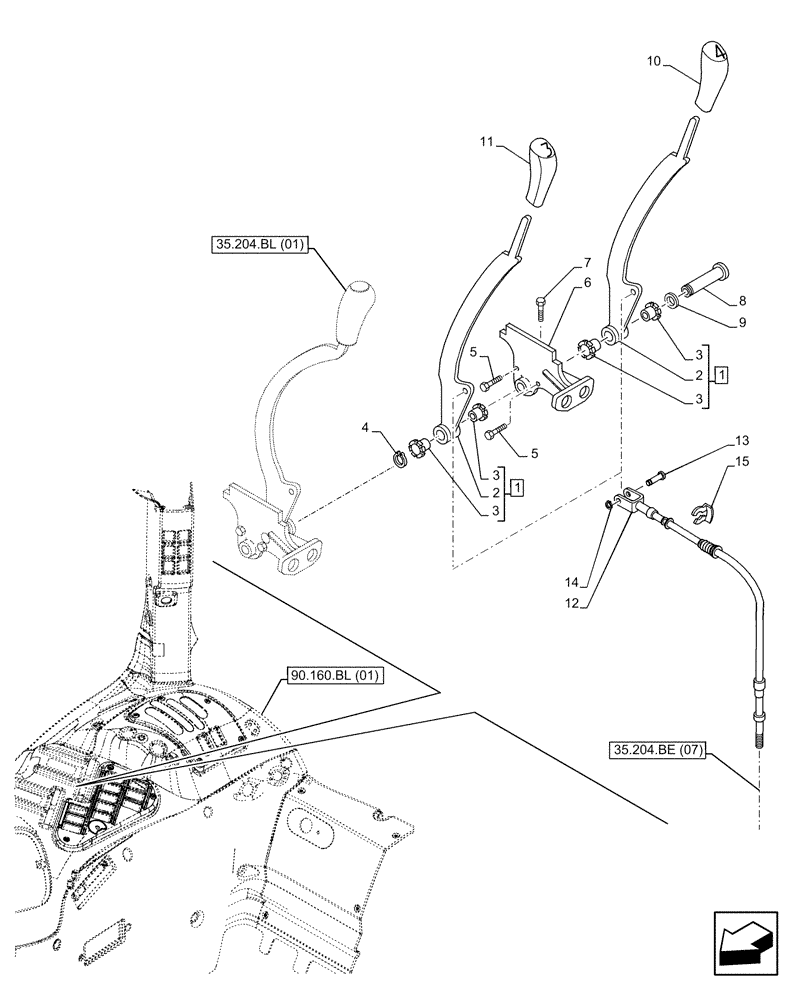 Схема запчастей Case IH PUMA 150 - (35.204.BL[04]) - VAR - 758058 - 4 REMOTE CONTROL VALVE, CONTROL LEVER (35) - HYDRAULIC SYSTEMS