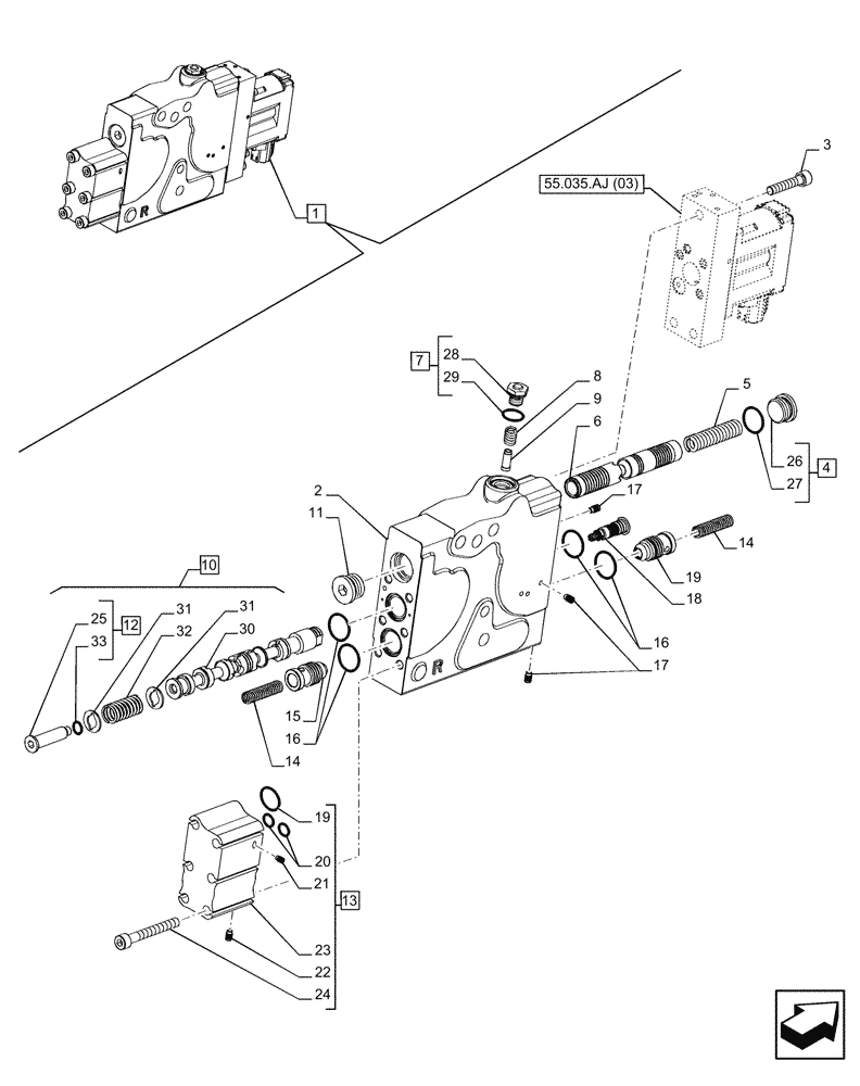 Схема запчастей Case IH PUMA 200 CVT - (35.204.BE[13]) - VAR - 391165, 758059, 758060, 758061 - CONTROL VALVE SECTION, COMPONENTS (35) - HYDRAULIC SYSTEMS