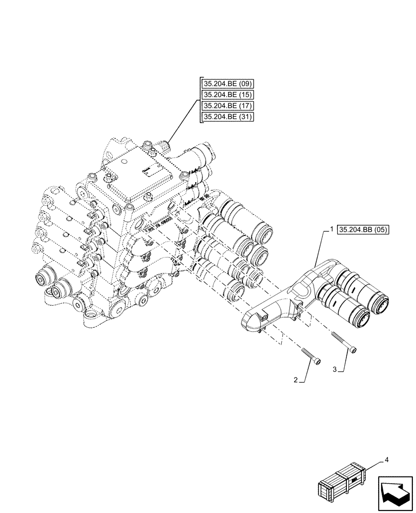 Схема запчастей Case IH PUMA 165 CVT - (35.204.BB[04]) - VAR - 758058, 758060 - QUICK COUPLER (35) - HYDRAULIC SYSTEMS