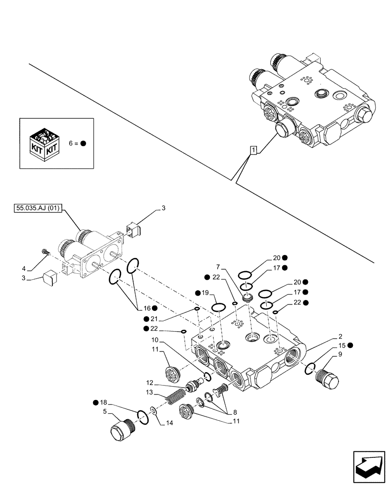 Схема запчастей Case IH PUMA 150 CVT - (35.204.BE[20]) - VAR - 391163, 391164, 391165, 758057, 758058, 758059, 758060, 758061 - CONTROL VALVE SECTION, COMPONENTS (35) - HYDRAULIC SYSTEMS