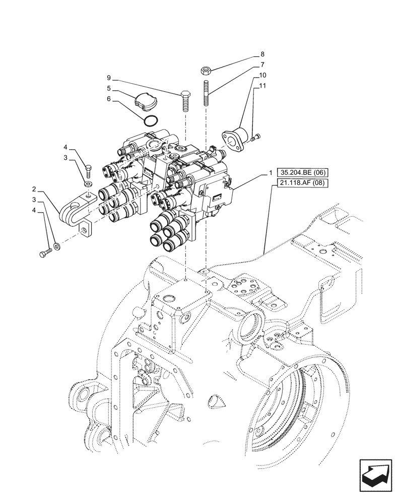 Схема запчастей Case IH PUMA 220 - (35.204.BE[05]) - VAR - 758058 - 4 REMOTE CONTROL VALVES (MHR) (35) - HYDRAULIC SYSTEMS