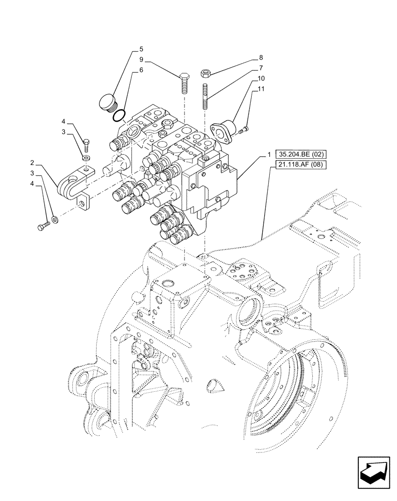 Схема запчастей Case IH PUMA 185 - (35.204.BE[01]) - VAR - 391164 - 3 REMOTE CONTROL VALVES (MHR) (35) - HYDRAULIC SYSTEMS