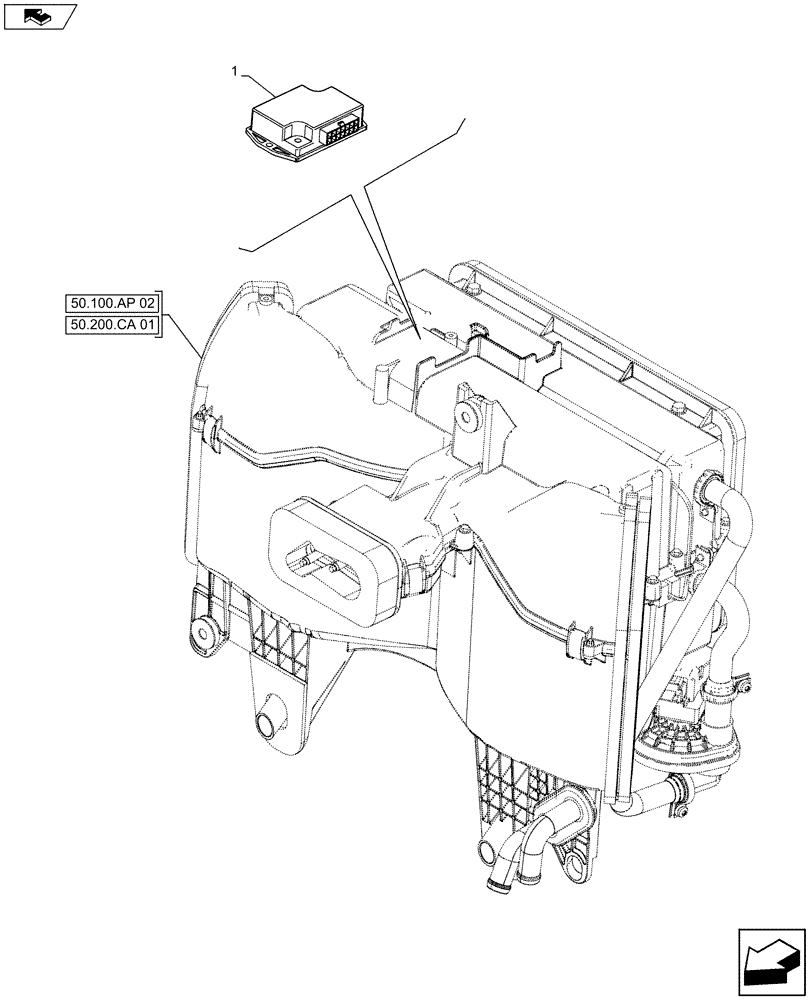 Схема запчастей Case IH FARMALL 105U - (55.050.AK[01]) - STD + VAR - 330641, 331641, 390641 - AIR CONDITIONER - HEATER - MODULE (55) - ELECTRICAL SYSTEMS