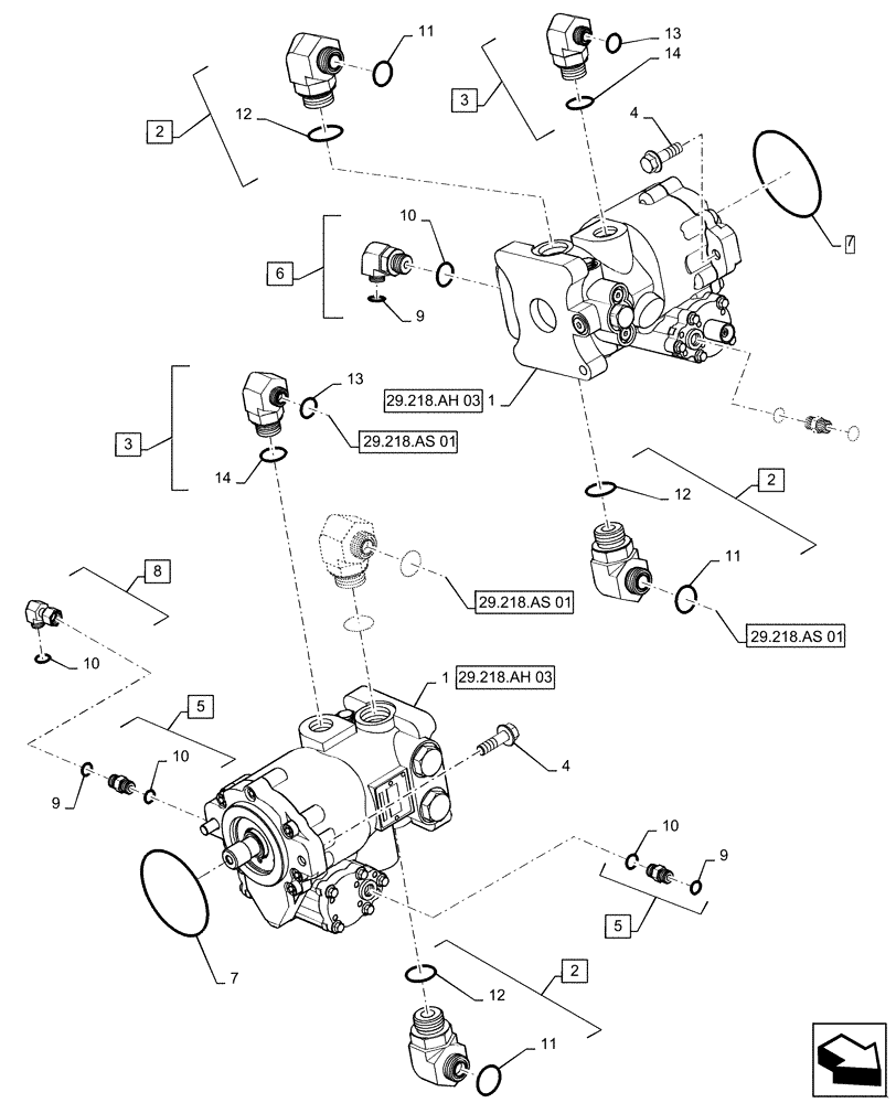 Схема запчастей Case IH PATRIOT 2250 - (29.218.AH[02]) - REAR WHEEL, DRIVE MOTORS, AND FITTINGS (29) - HYDROSTATIC DRIVE