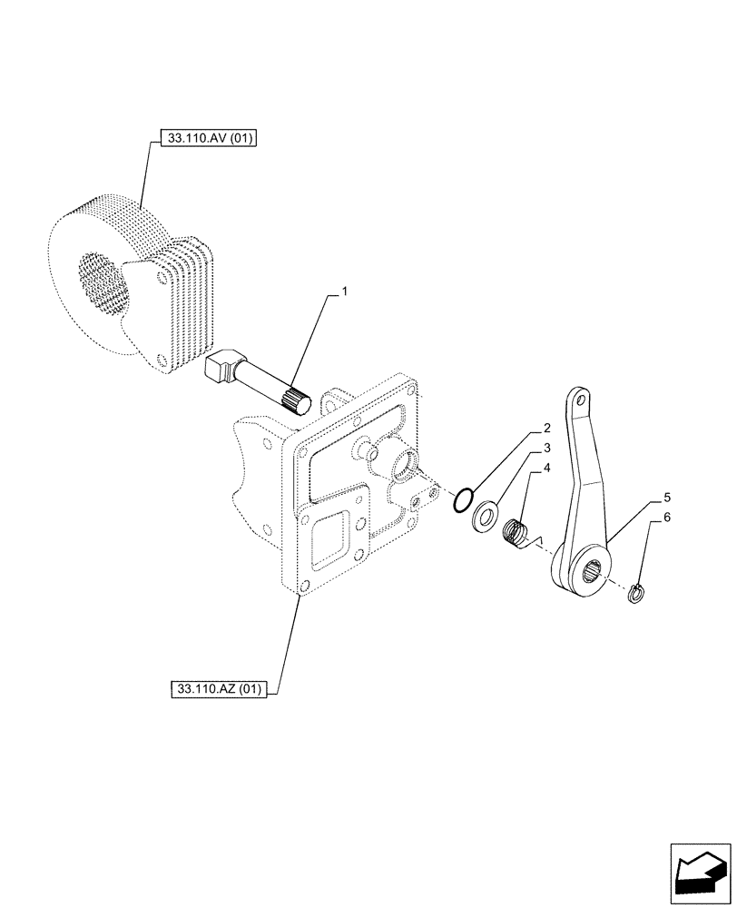 Схема запчастей Case IH PUMA 200 - (33.110.BA[01]) - VAR - 391147 - PARKING BRAKE, LEVER (33) - BRAKES & CONTROLS