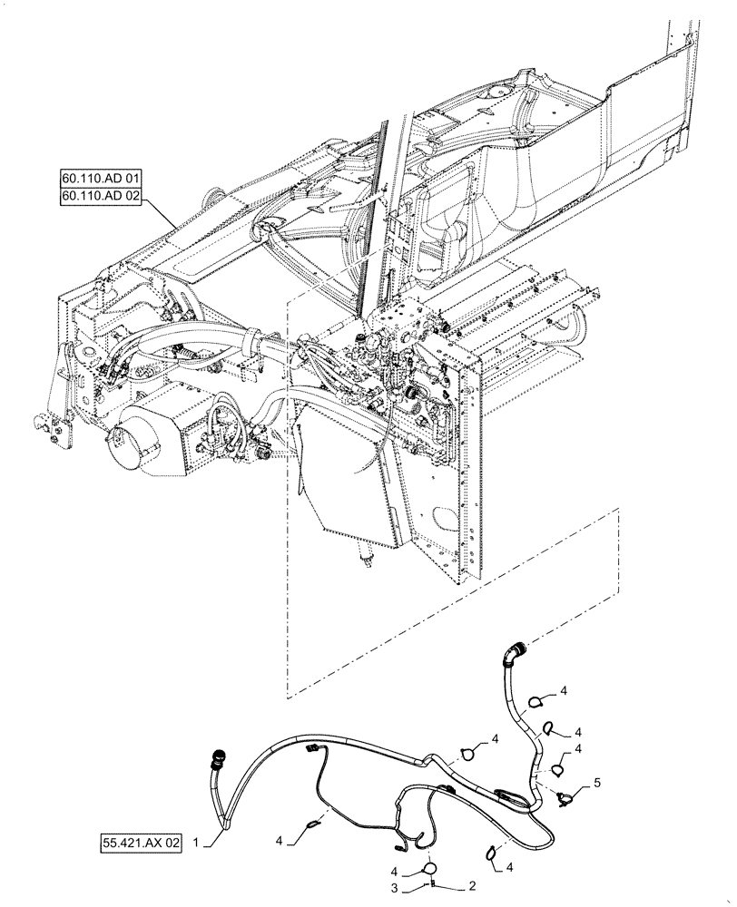 Схема запчастей Case IH 5140 - (55.421.AX[01]) - WIRE HARNESS, FEEDER (55) - ELECTRICAL SYSTEMS