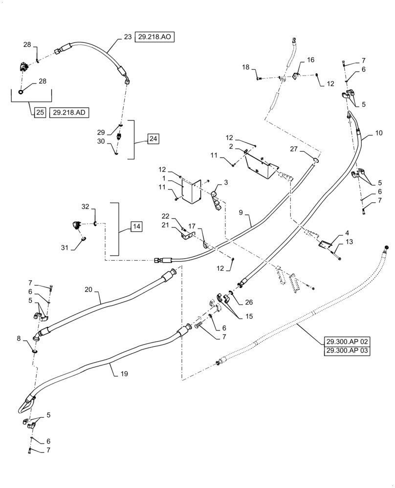 Схема запчастей Case IH 5140 - (29.218.AS) - HOSE ASSY., DRIVE, HYDROSTATIC MOTOR (29) - HYDROSTATIC DRIVE