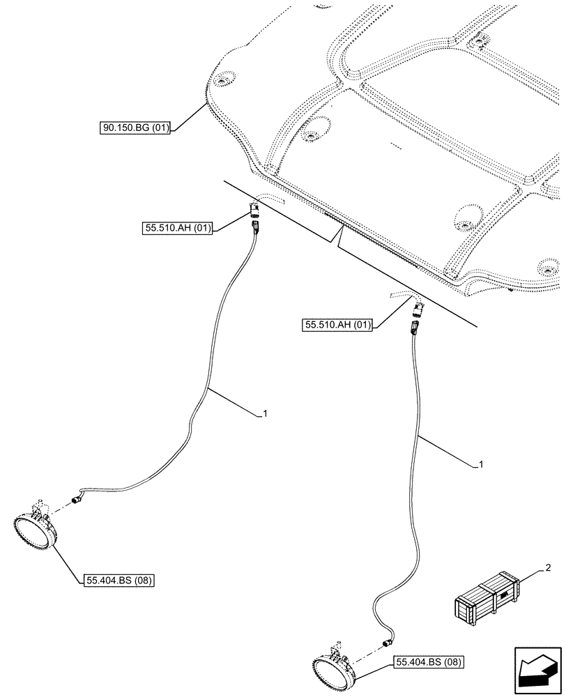 Схема запчастей Case IH PUMA 165 CVT - (55.511.AA[02]) - VAR - 758967 - WIRING HARNESS, LED WORK LAMP, FRONT (55) - ELECTRICAL SYSTEMS