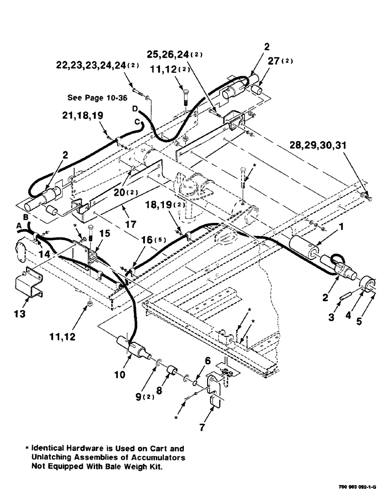 Схема запчастей Case IH 8581 - (10-38) - BALE WEIGHT KIT, HK40635 BALE WEIGHT KIT COMPLETE, INCLUDES PAGES 10-34 THRU 10-36 Accumulator