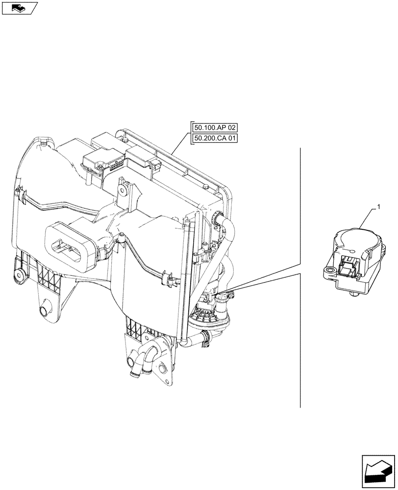 Схема запчастей Case IH FARMALL 105U - (55.050.AK[02]) - STD + VAR - 330641, 331641, 390641 - AIR CONDITIONER - HEATER - ELECTRIC MOTOR (55) - ELECTRICAL SYSTEMS