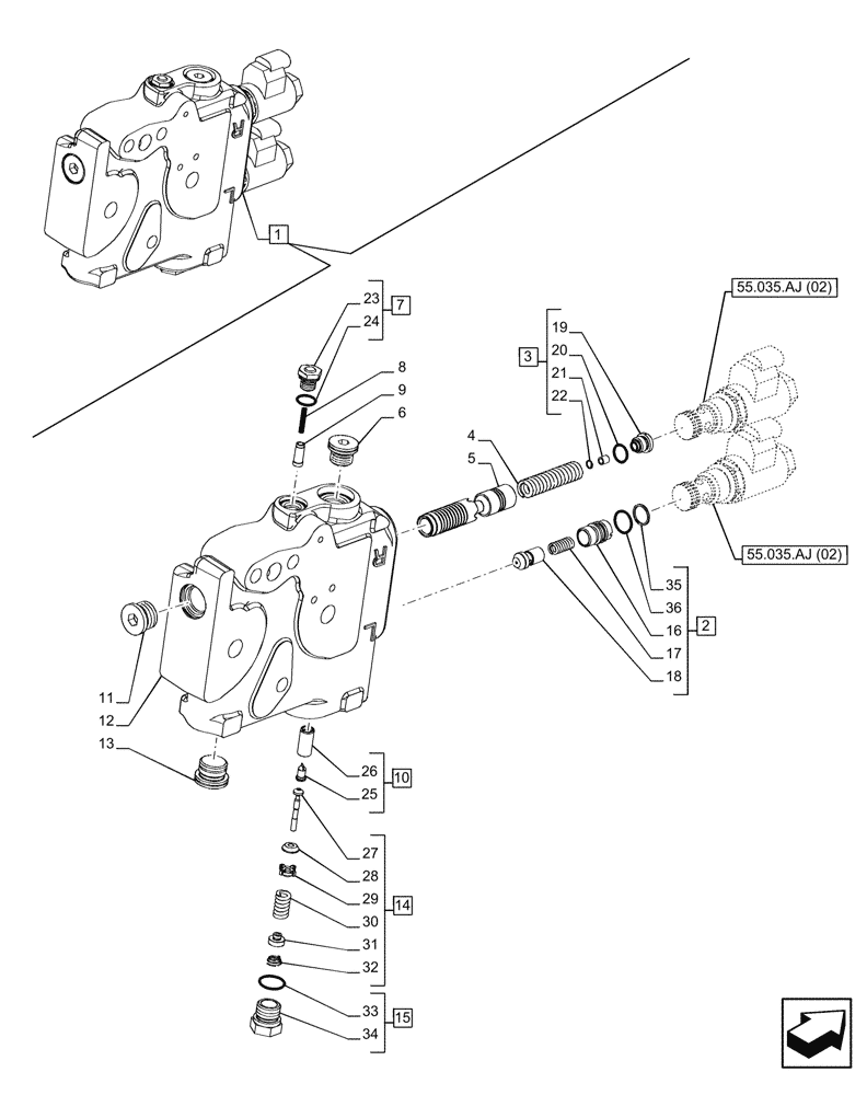 Схема запчастей Case IH PUMA 185 - (35.204.BE[14]) - VAR - 391165, 758059, 758060, 758061 - CONTROL VALVE SECTION, COMPONENTS (35) - HYDRAULIC SYSTEMS