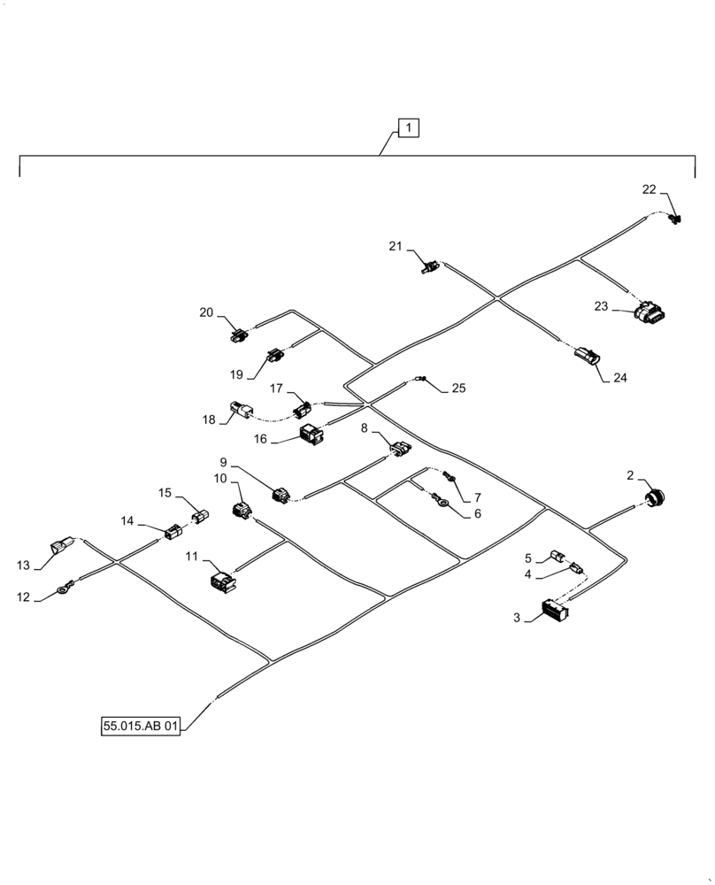 Схема запчастей Case IH TITAN 4040 - (55.015.AB[02]) - ENGINE WIRE HARNESS (55) - ELECTRICAL SYSTEMS