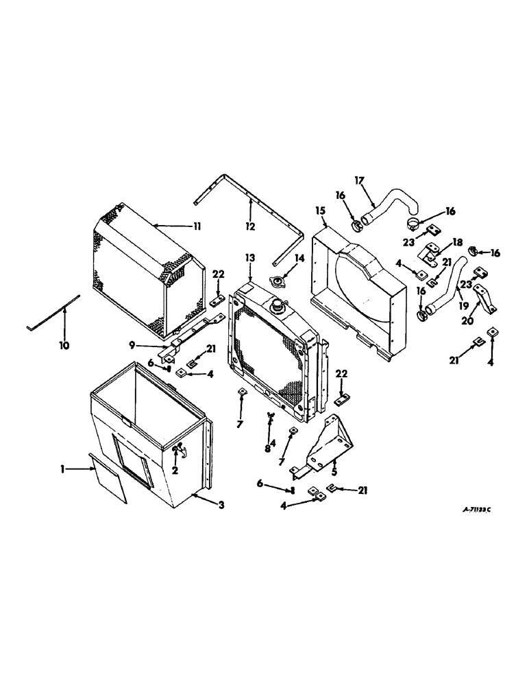 Схема запчастей Case IH 403 - (357) - AIR CHUTE, RADIATOR AND CONNECTIONS, FOR D-282 ENGINE (10) - ENGINE