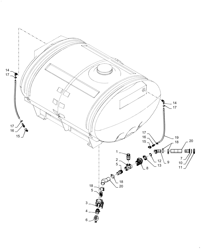 Схема запчастей Case IH NPX2800 - (63.100.AA[17]) - TANK FITTINGS HYDRULIC PUMP 850 GALLON (63) - CHEMICAL APPLICATORS