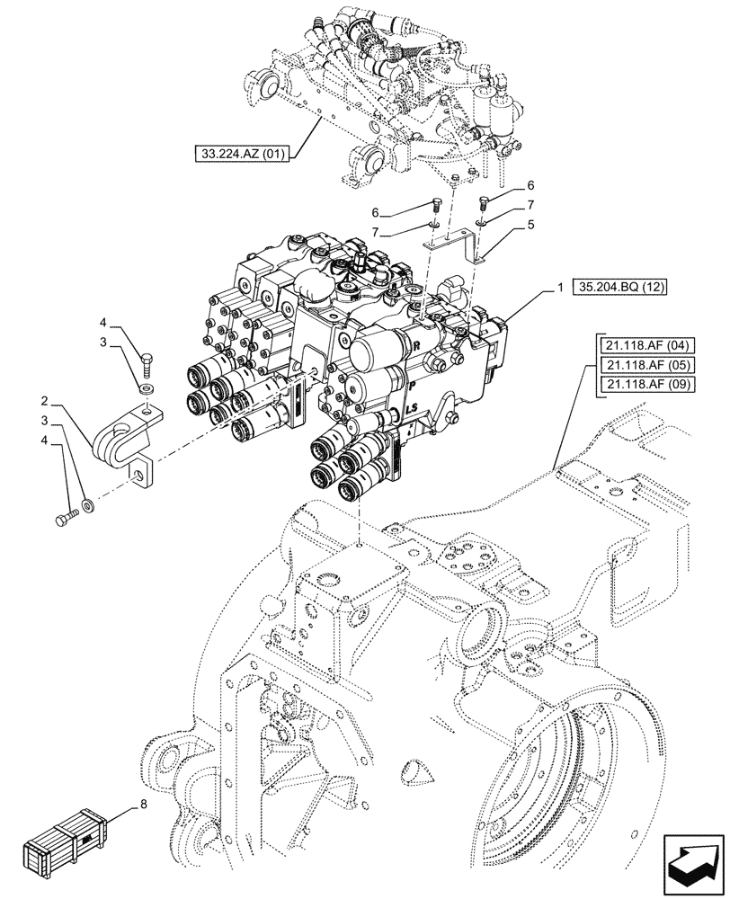 Схема запчастей Case IH PUMA 220 CVT - (35.204.BQ[11]) - VAR - 758061 - 5 REMOTE CONTROL VALVES (EHR W/PB) (35) - HYDRAULIC SYSTEMS