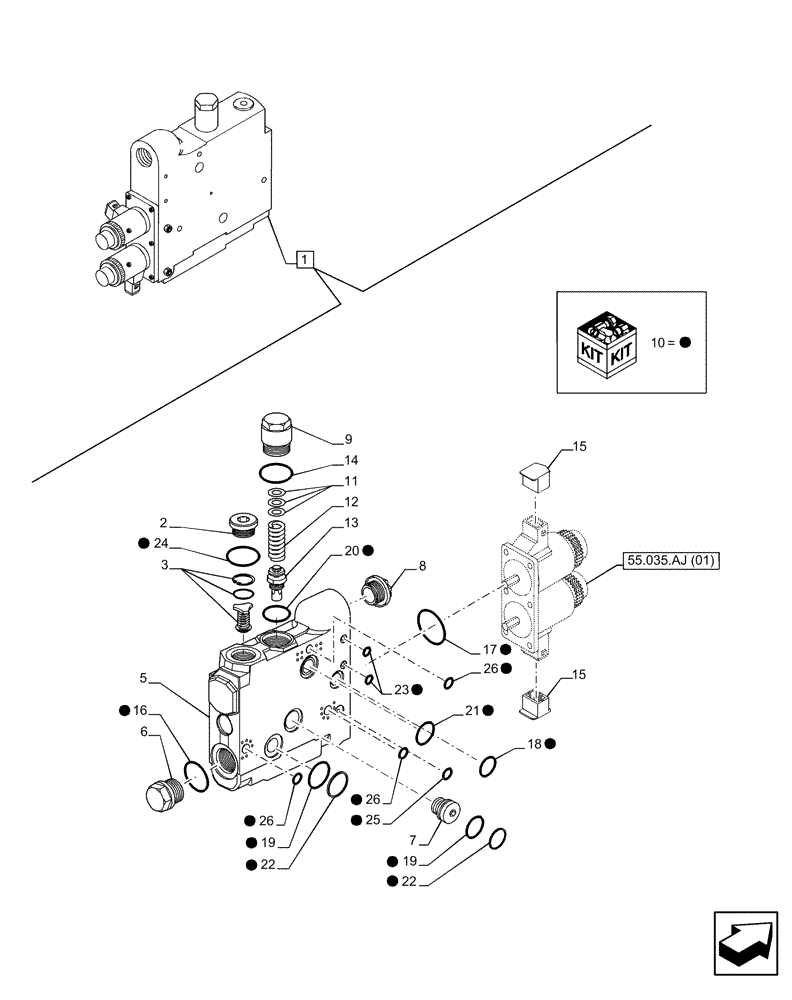 Схема запчастей Case IH PUMA 185 - (35.204.BE[10]) - VAR - 391164, 758058 - CONTROL VALVE SECTION, COMPONENTS (35) - HYDRAULIC SYSTEMS