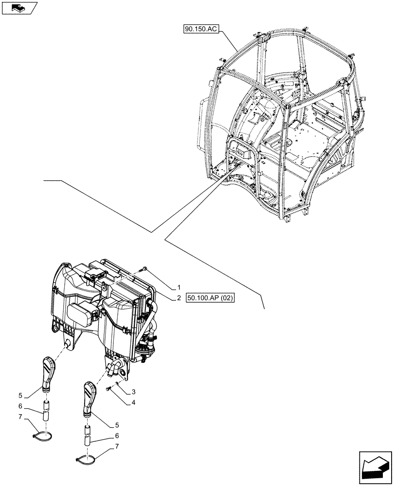 Схема запчастей Case IH FARMALL 95C - (50.100.AP[01]) - VAR - 331606, 334180, 334181, 334182, 336606, 339606 - HEATER (50) - CAB CLIMATE CONTROL