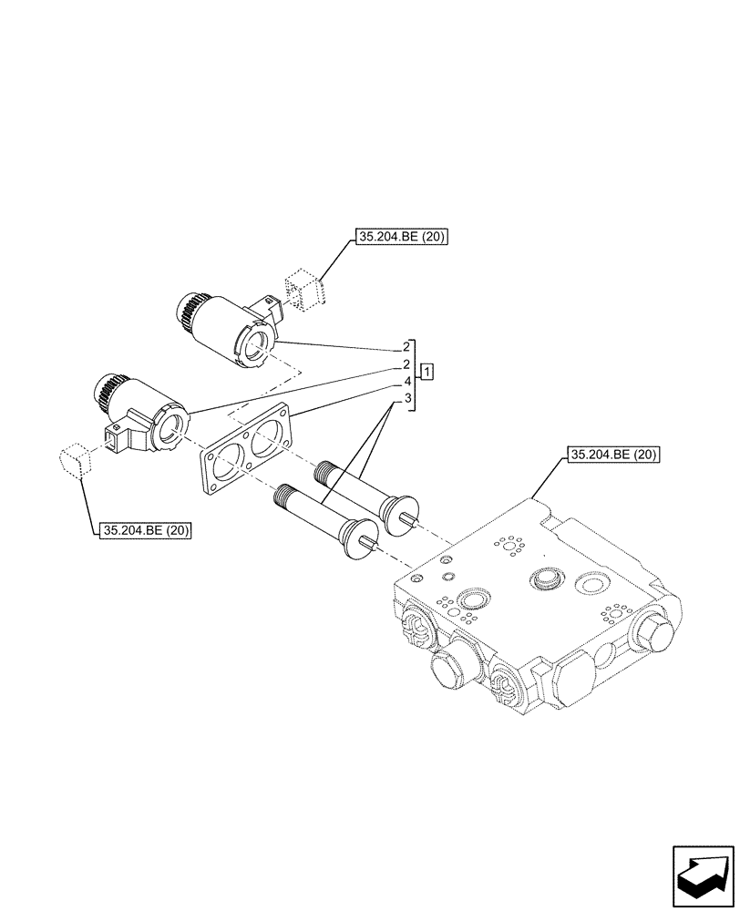 Схема запчастей Case IH PUMA 165 CVT - (55.035.AJ[01]) - VAR - 391163, 391164, 391165, 758057, 758058, 758059, 758060, 758061 - CONTROL VALVE SECTION, SOLENOID (55) - ELECTRICAL SYSTEMS