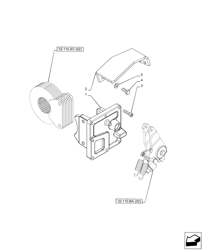 Схема запчастей Case IH PUMA 185 CVT - (33.110.AZ[02]) - VAR - 391148 - PARKING BRAKE, HOUSING (33) - BRAKES & CONTROLS