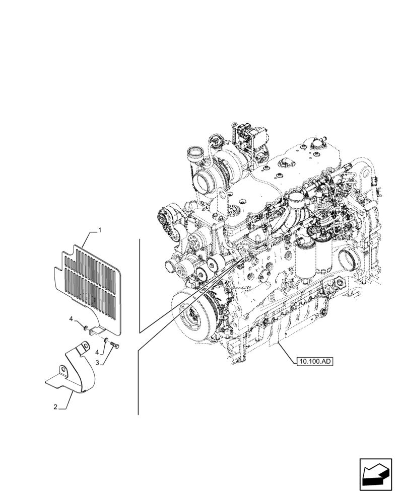 Схема запчастей Case IH PUMA 185 CVT - (90.102.AG[01]) - ENGINE SHIELD (90) - PLATFORM, CAB, BODYWORK AND DECALS