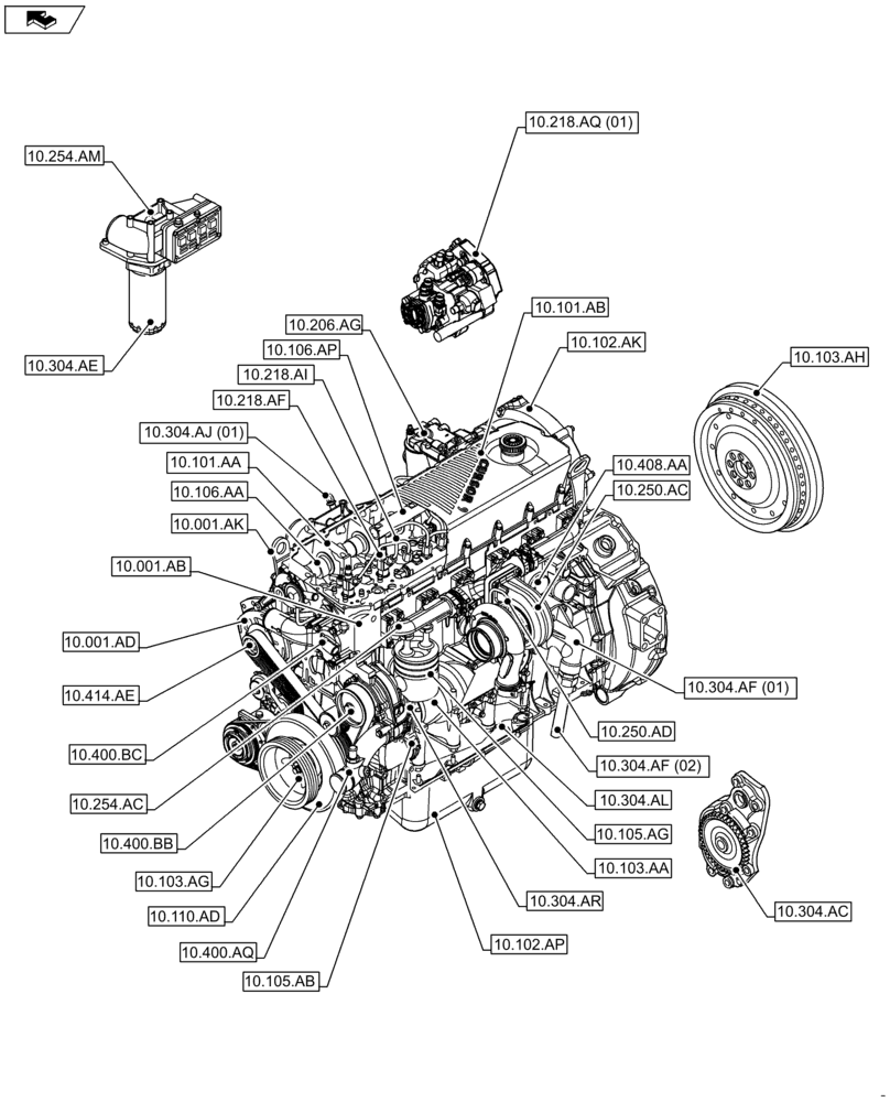 Схема запчастей Case IH F2CFP614A H001 - (10.000.00) - SECTION INDEX (10) - ENGINE
